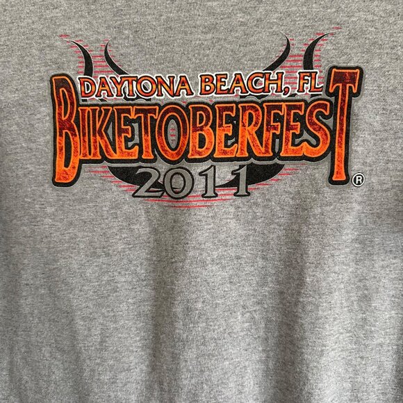 Annual Daytona Florida Biketoberfest 2011 Bikercore Motorcycle Gray T-Shirt SZ L - Picture 3 of 8